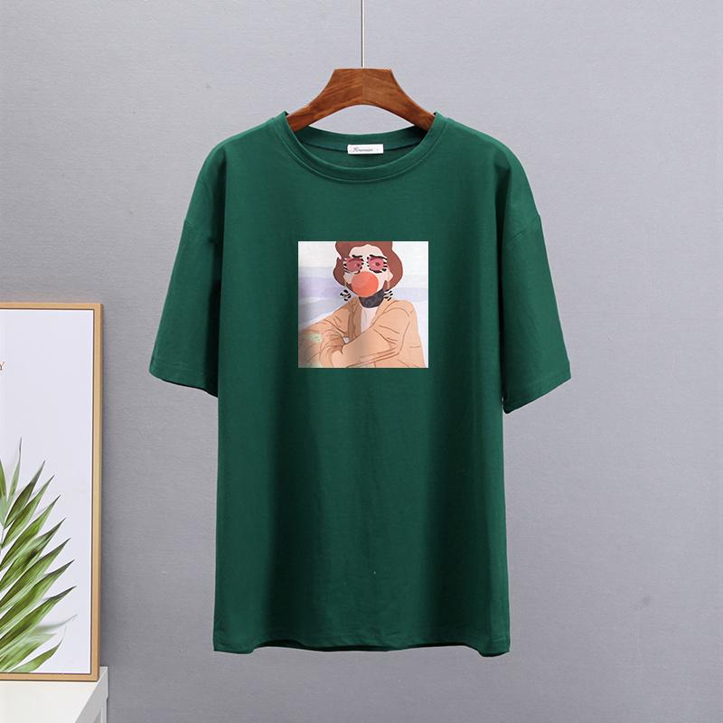 Hirsionsan Kawaii Graphic Printed T Shirts Women Summer Plus Size Harajuku Cotton Tees Oversized Casual Short Sleeves Female Top