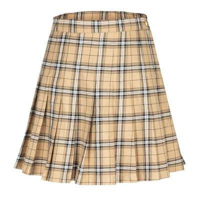 Falda pantalón plisada a cuadros de poliéster para mujer