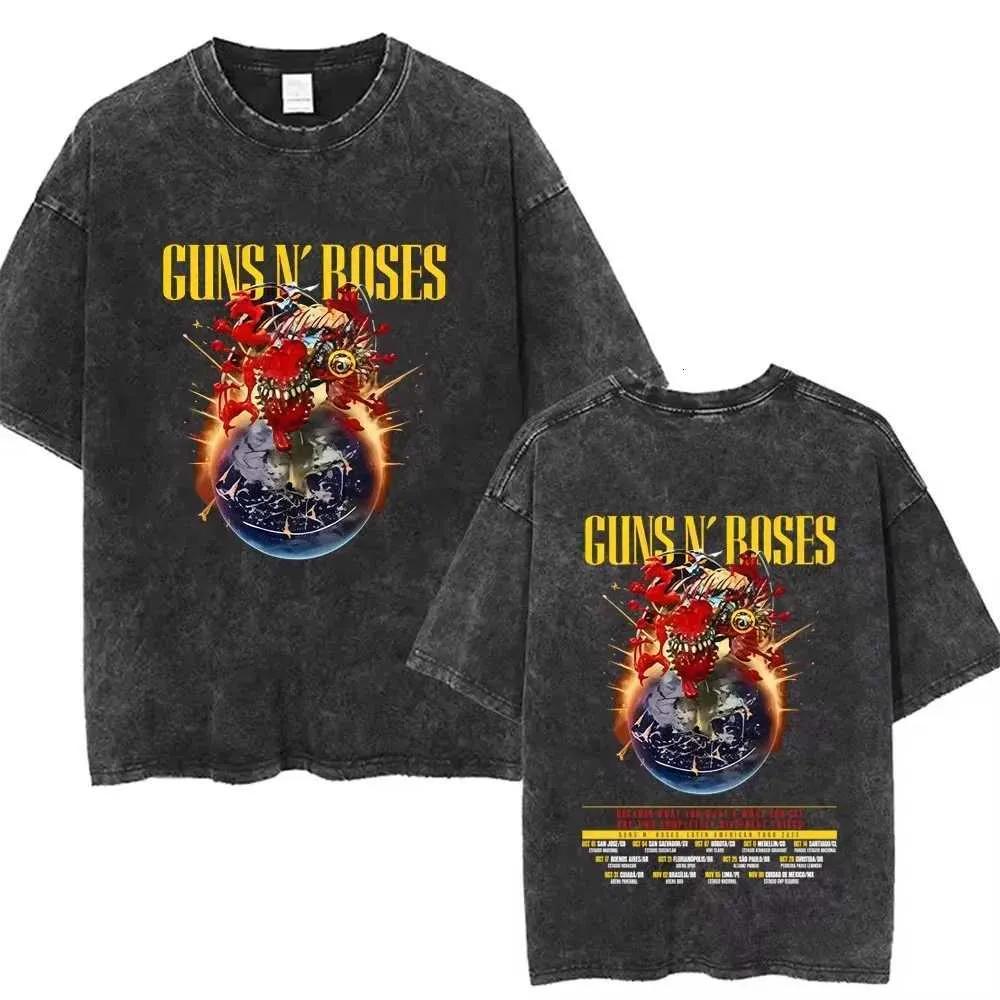 Rock Band Gun N Rose Wasehd Vintage T-shirt Men Women Gothic Rock Metal Streetwear Male Casual Oversized Short Sleeve T 663