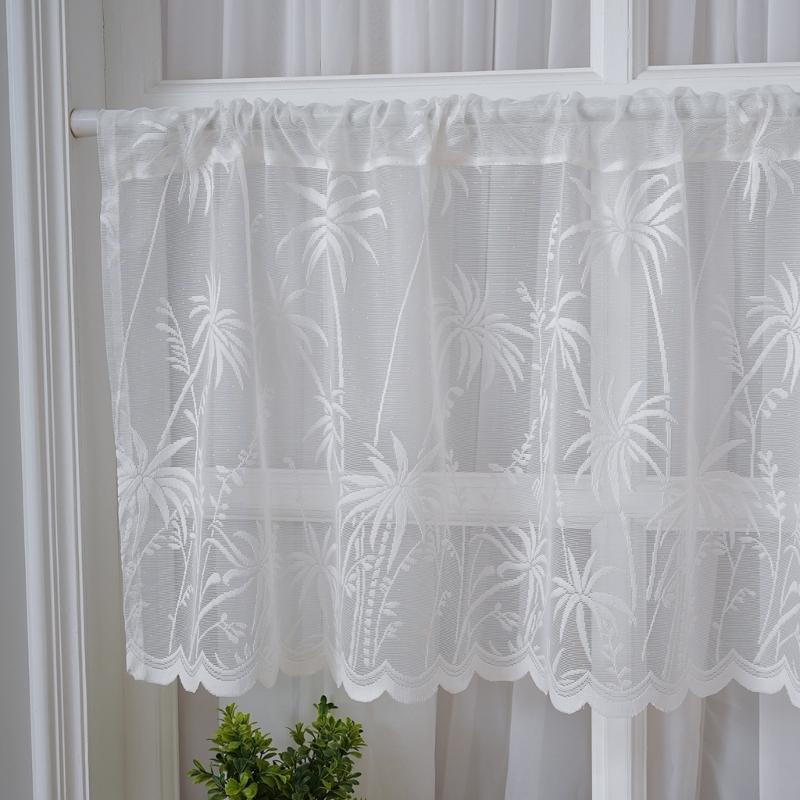 Breathable Sheer White Curtains for Window Stylish Lace Designs Kitchen Dining Decoration