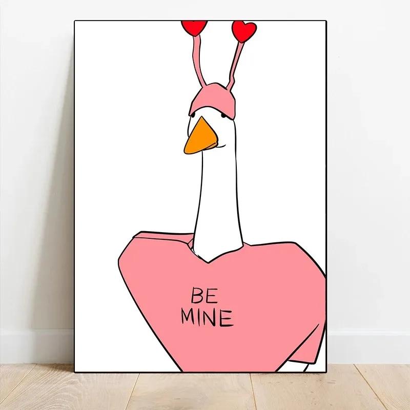 Canvas Painting Funny Memes Duck Posters and Prints Modern Lovely Duck Wall Art Picture for Living Room Home Bedroom Cafe Decor