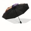 Halloween Pumpkin with Witch Hat Stained WindowUmbrella, Portable 3-Fold Compact Umbrella,Christmas Gift ES458