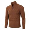 Men's Casual Solid Color Semi-zipper Stand-up Collar Knitted Sweater, Men's Fleece Warm Knitted Pullover Sweater