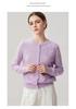 Women's Cashmere Cardigan: 3D Pearl Lace Flowers, Round Neck, Long Sleeve Knitwear for Autumn/Winter.