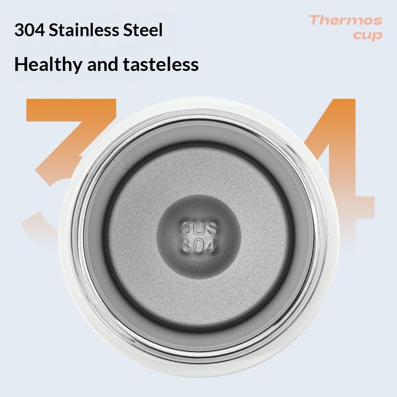 Double Drink Fruit Cup High Aesthetic 304 Stainless Steel Thermos Cup Cartoon Water Bottle For Students With Straw And Jump Lid