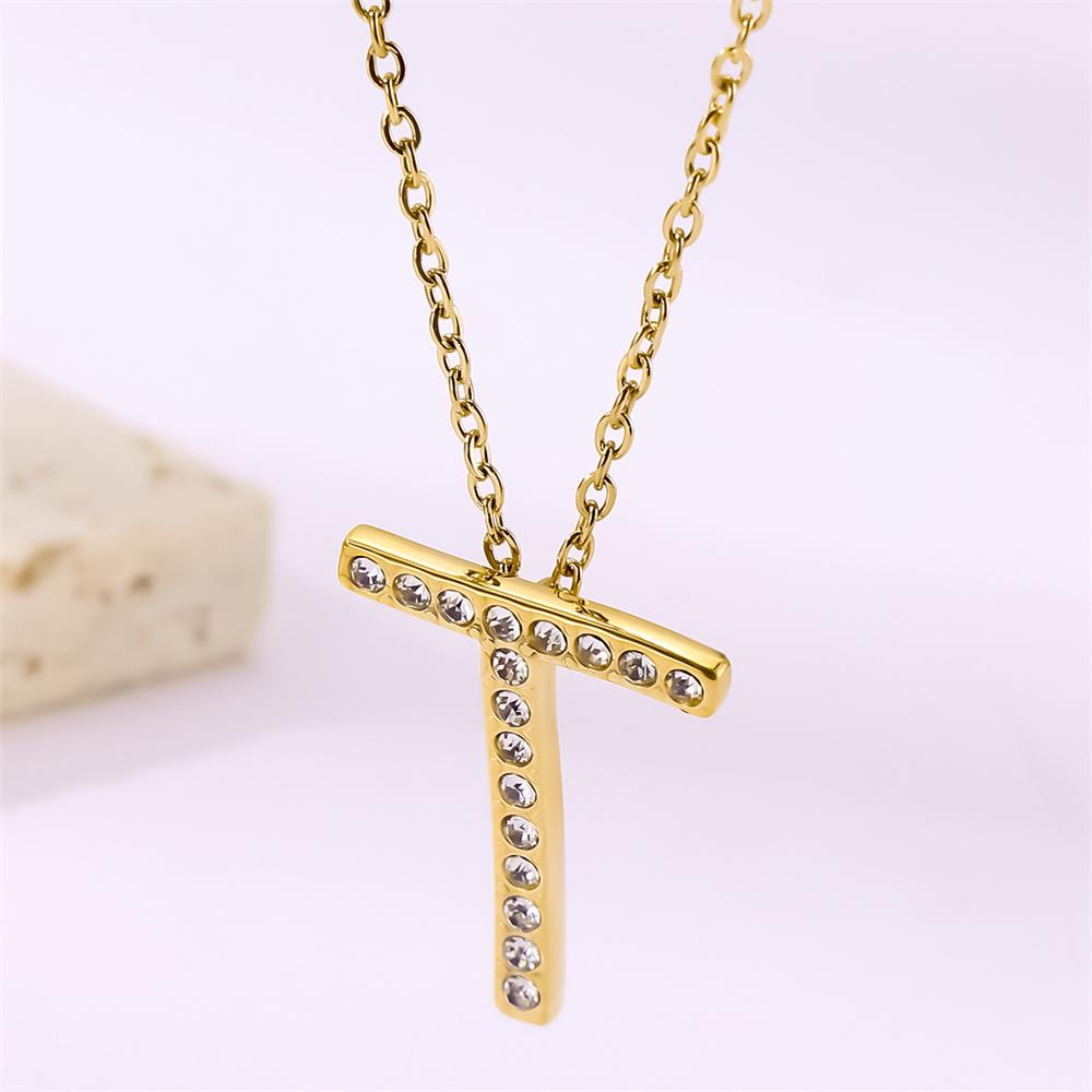 Atoztide Zircon Letter Pendant Necklace for Women Men Full Stone Alphabet Initial Name Monogram Charm Necklace Jewelry Gift