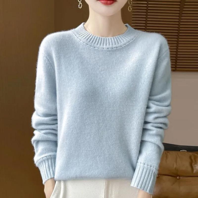 Svetr pro ženy Podzim Zima Zesílený Pulovr Teplý Jednobarevný Pružný Dlouhý Rukáv Oversize Svetr Topy