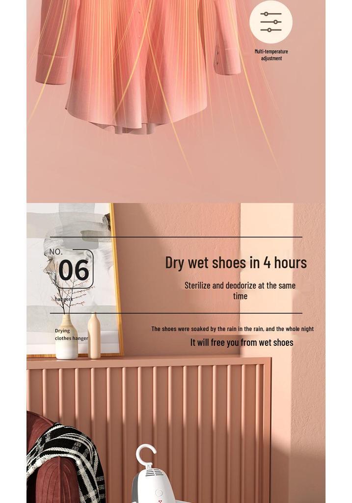 Electric Folding Portable Clothes and Shoe Drying Rack with Deodorizing Function