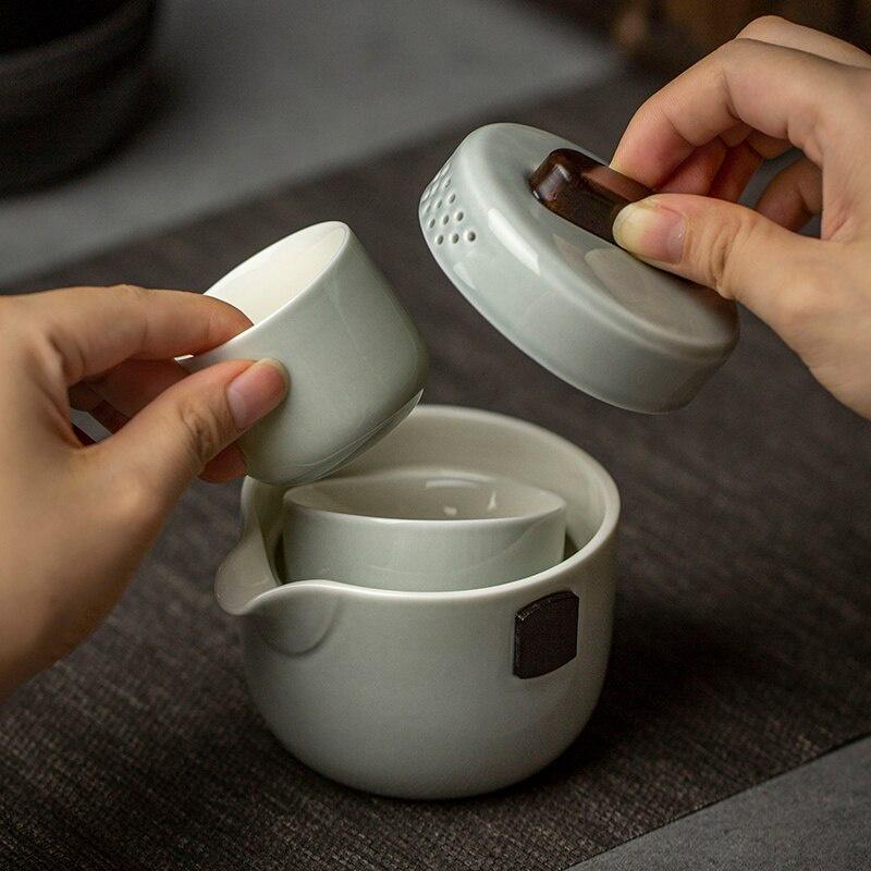 Ceramic Quick Tea Cup One Pot Two Cups Portable Kung Fu Tea Set