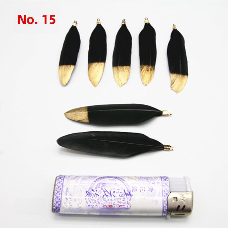 DIY Feather Jewelry Accessories: Large Floating Gold Feather, Small Straight Knife, Spray Gold Gradient Feather