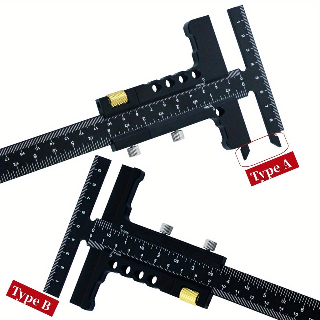 Measuring Tool Woodworking Scriber Gauge Aluminum Alloy T-Square Scribing Sliding Marking Gauge Marking Framing Ruler