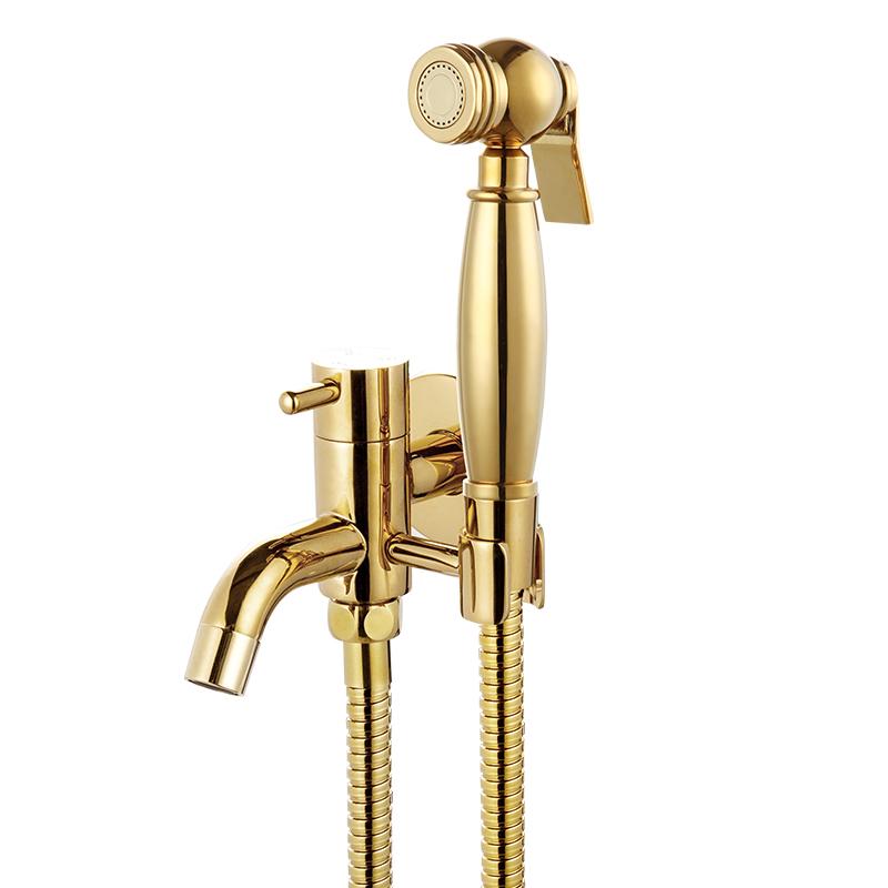 Bidet-Armatur-Set Gold Wandmontage Badezimmer Bidet-Armatur Hochdruck Bidet-Pistole Messing Gold Mit Goldener Sanitärschlauch