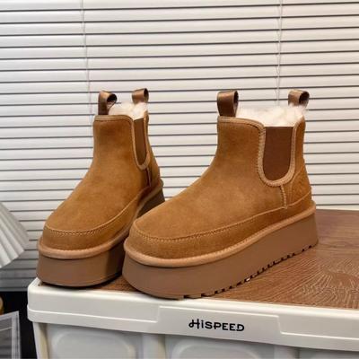 Women's Soft Sole Winter Warm Fur One Snow Boots Padded Lined Ankle Boots Anti-slip Hiking Casual Sports Cotton Boots Martin Boots