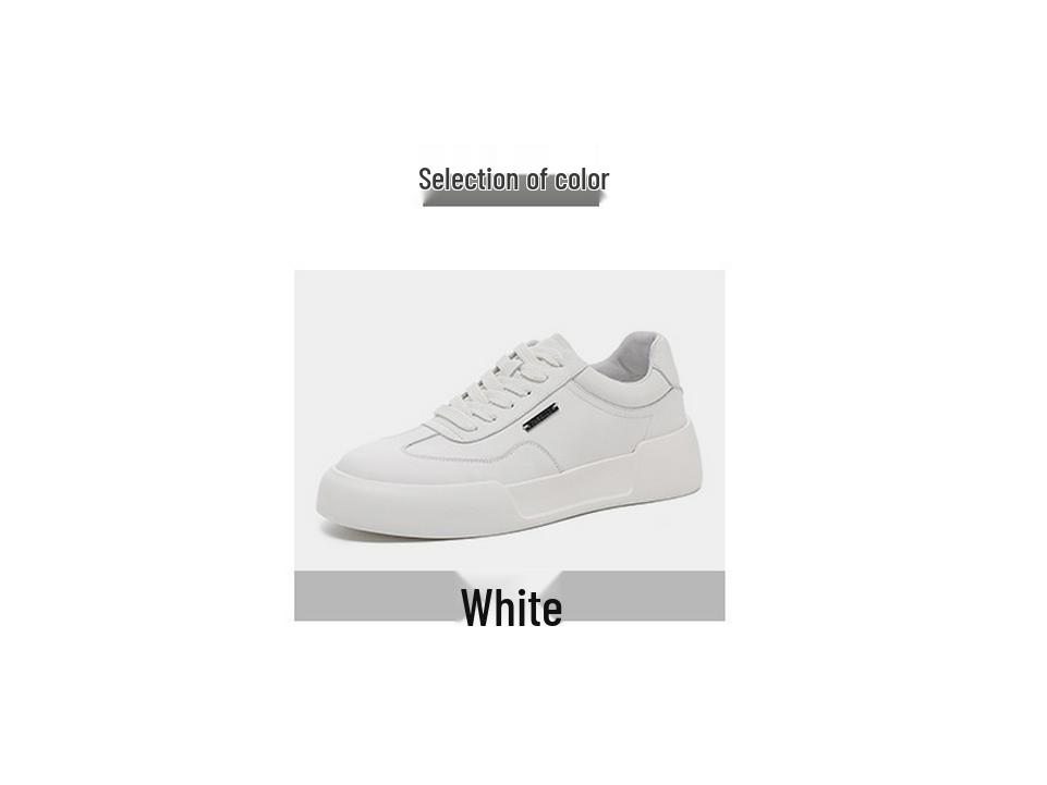 Herbst 2025 Vielseitige Lässige Herren-Leder-Skate-Schuhe, Weiß mit Dicker Sohle (Stil 5332)