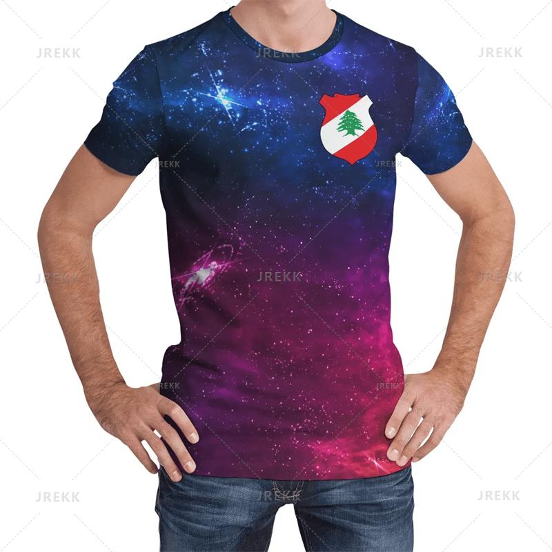 The Republic-of Lebanon Map Flag 3D Print T Shirt Lebanon Coat Of Arms Graphic Tee Shirts Vintage Ethnic Short Sleeves T-shirts