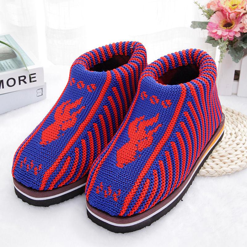 

Handmade Wool & Cotton Non-slip Indoor Shoes for Women & Men - Warm Winter Footwear for Couples & Elderly Fits Size 39/40