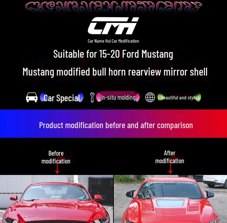 Dry Carbon Fiber Rearview Mirror Cover for 2015-2022 Ford Mustang