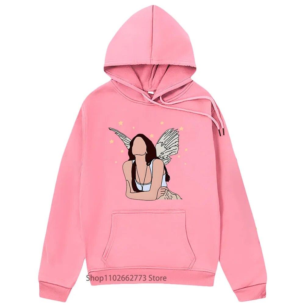 

Лана Дель Рей с принтом «Крылья ангела», толстовки с капюшоном в стиле аниме, повседневный пуловер унисекс в стиле хип-хоп с героями комиксов, милый мультяшный свитер унисекс/женская одежда S