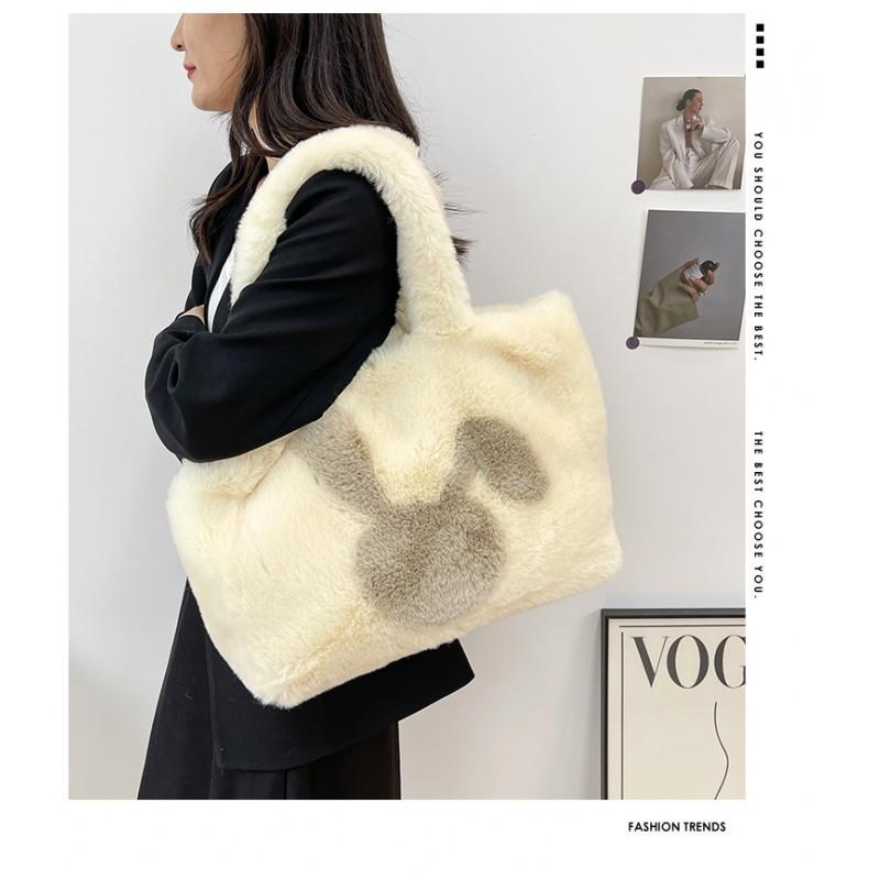 Plush Bag Travel Rabbit Shoulder Pattern Fur 2024 Commuter Tote Large-capacity