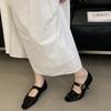Square Head One-word Lace Niche Bag Head Sandals Women's One-pedal Mary Jane Shoes Muller Summer Shoes French New Models