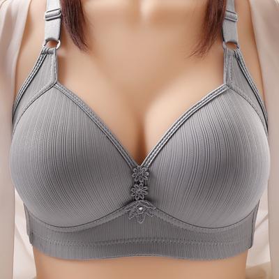 Thin Mold Cup Comfortable Underwear for Middle-aged and Elderly People Three-breasted Women's Bra