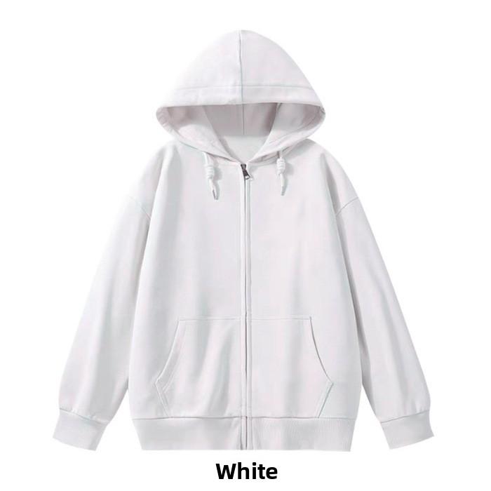 CVC cotton wool composite milk silk 320g back-necked plain zipper hoodie for women