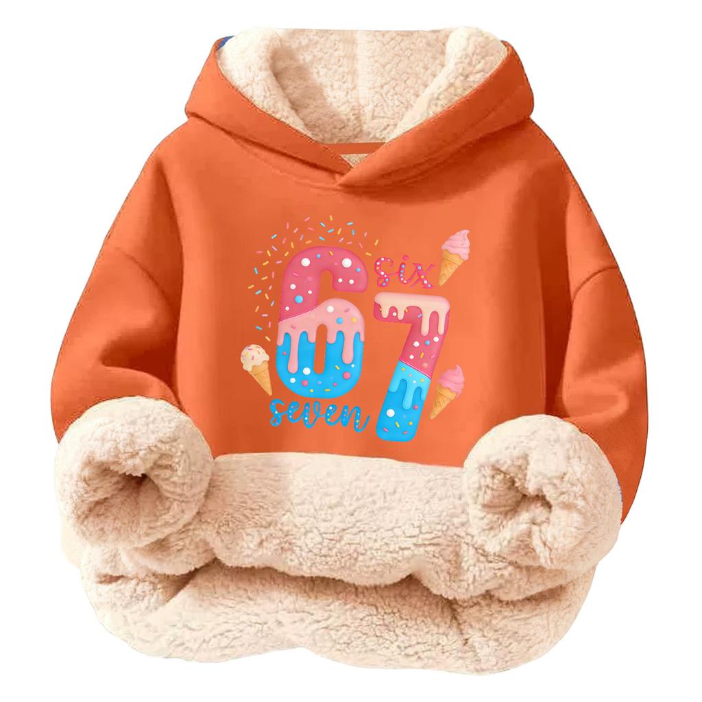 Children's Fashionable Printing Casual Fleece Hooded Loose Fit Hoodie Without Pockets
