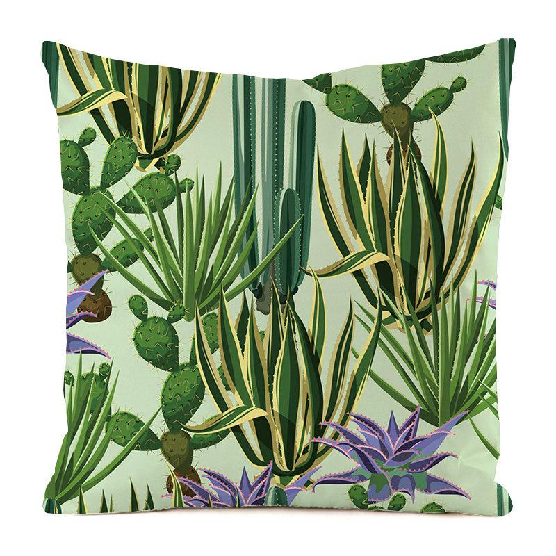 Cartoon Minimalist Cactus Style Digital Printing Short Plush Pillow Covers For Car Sofa Office Cushion Cover Home Goods