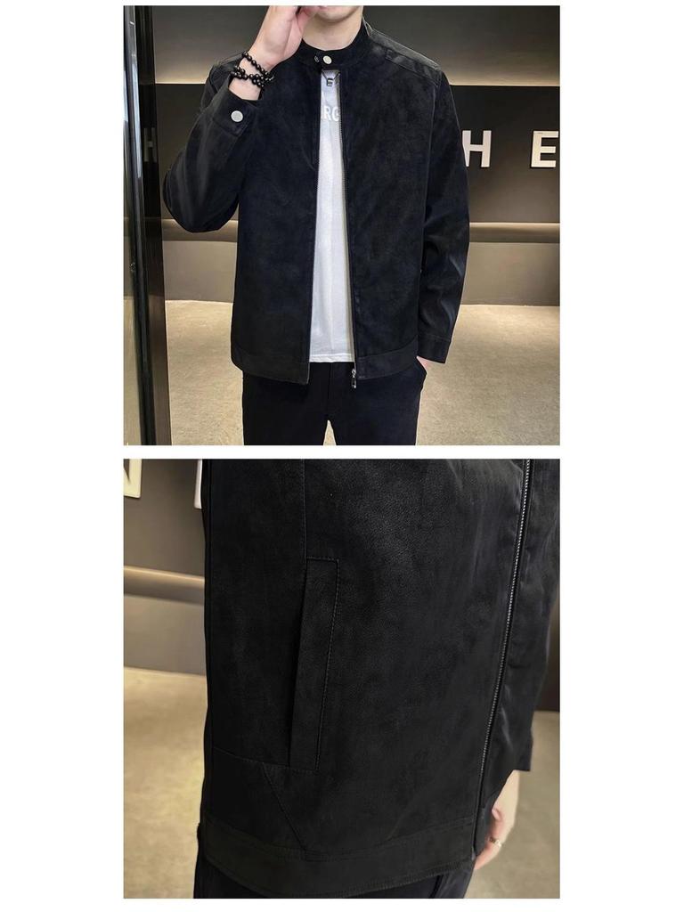 Herren Arbeitsjacke 2026 aus Wildleder mit Stehkragen - Vielseitig für Frühling, Herbst und Winter