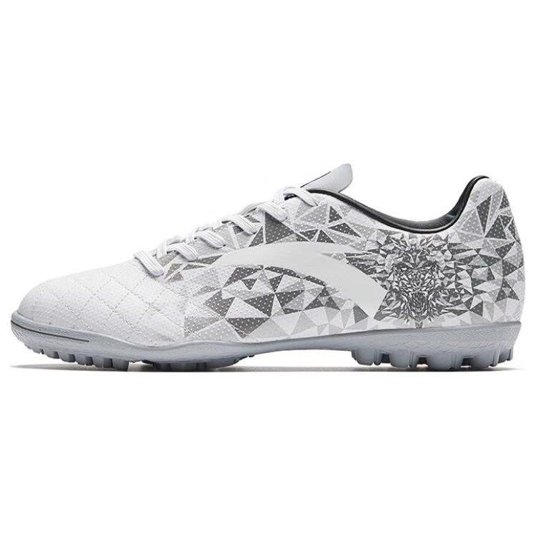 Anta Comfortable TF Turf Artificial Turf Abrasion Resistant Soccer Shoes Men's Gray White 912332201-4