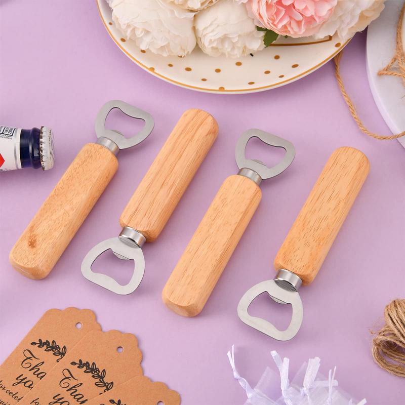 Stainless Steel Beer Bottle Opener With Wooden Handle Wedding Gifts For Guests Kitchen Bar Tools Promotion Gift With 24 Pcs