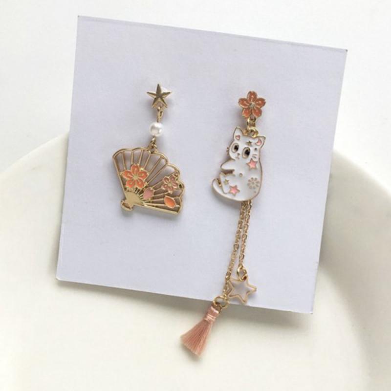 Cute Enamel Cat Balloon Stud Earrings for Women Fashion Drop Rabbit Flower Heart Colorful Jewelry Dangle Wedding Party Girl Gift