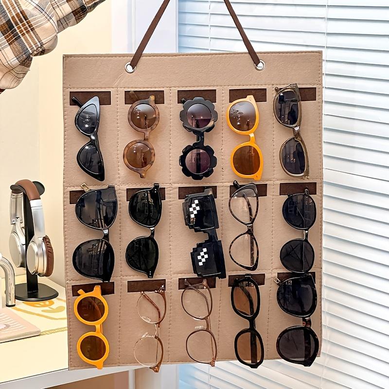 1pc 15 Grids Glasses Organizer Storage Wall Hanging Bag Multifunctional Sunglasses Eyeglass Container Bag Foldable