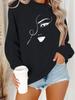 Women's Autumn/Winter Long-Sleeve Round Neck Printed Pullover Hoodie