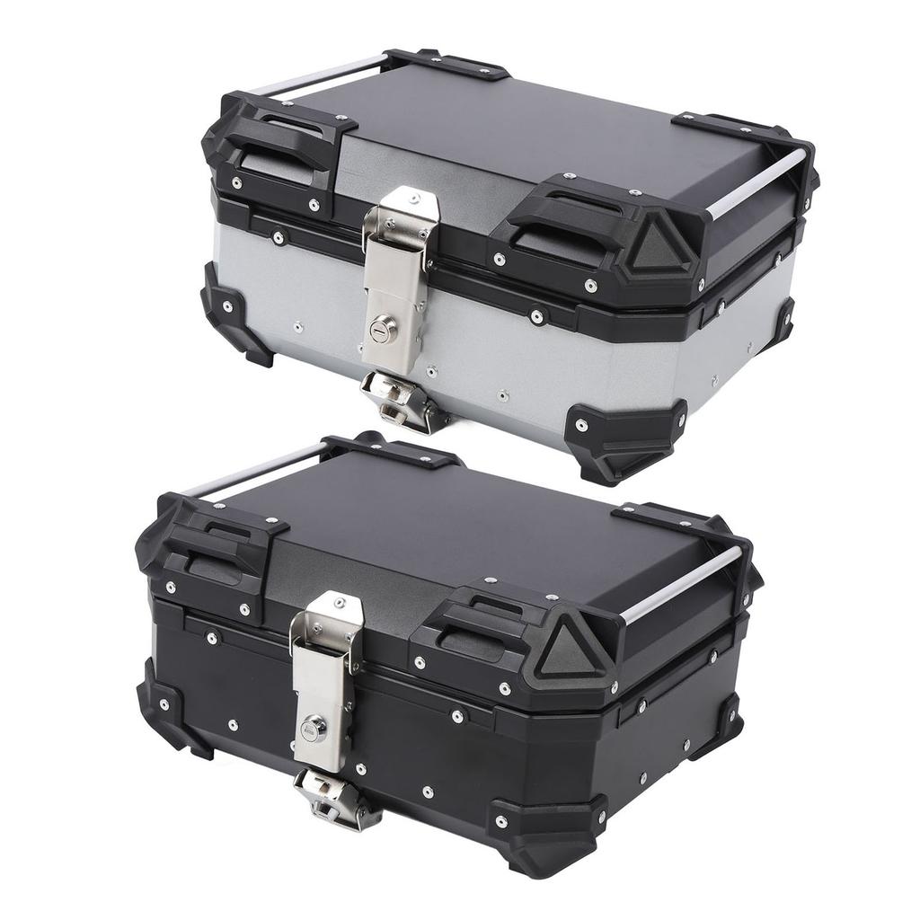 Rear Top Case Aluminum Alloy Water Resistant Fit Motorcycle Top Box Shockproof with Safety Lock for Helmet Luggage