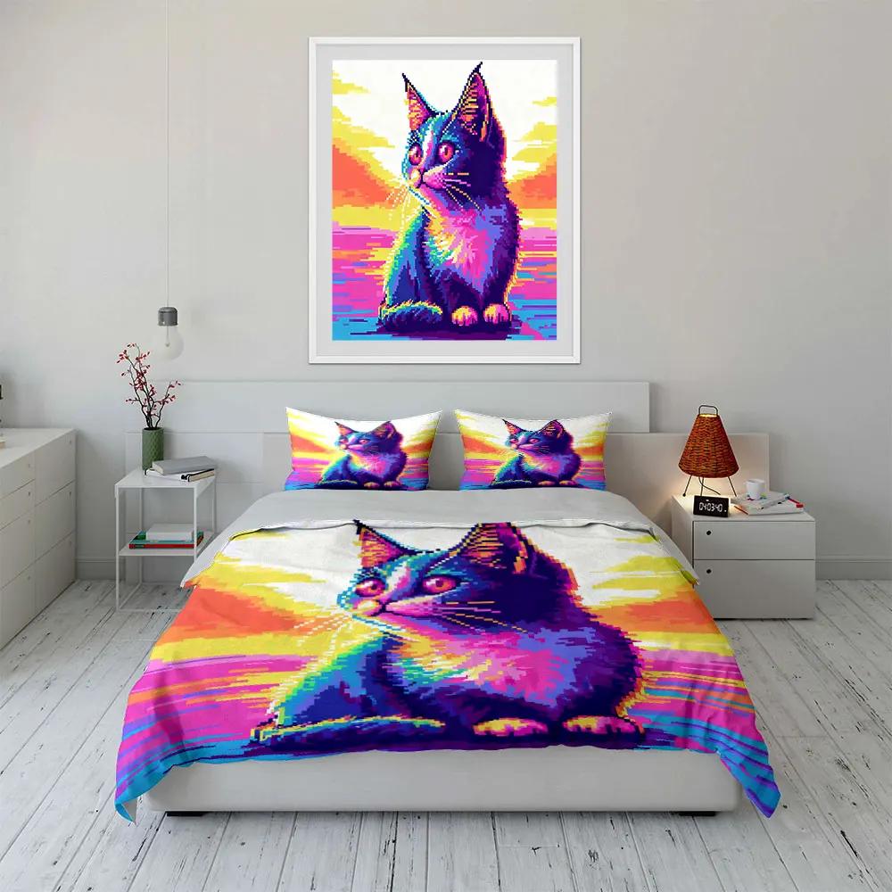"Colorful Cat Art Decor Set" Soft Comfortable Duvet Cover Bedding Set Included 1*Duvet Cover & 2*Pillowcases gift
