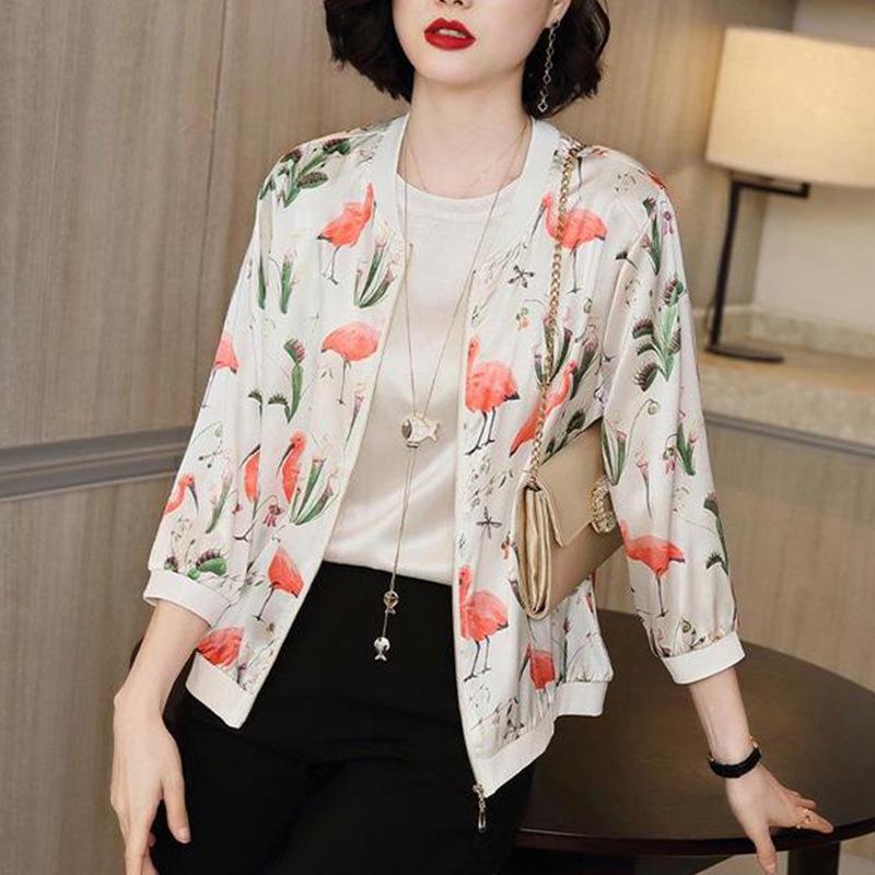 Women's Long Sleeve Chiffon Zipper Jacket - Loose, Lightweight Cardigan for Spring and Autumn 2025, Ideal for Summer Sun Protection.