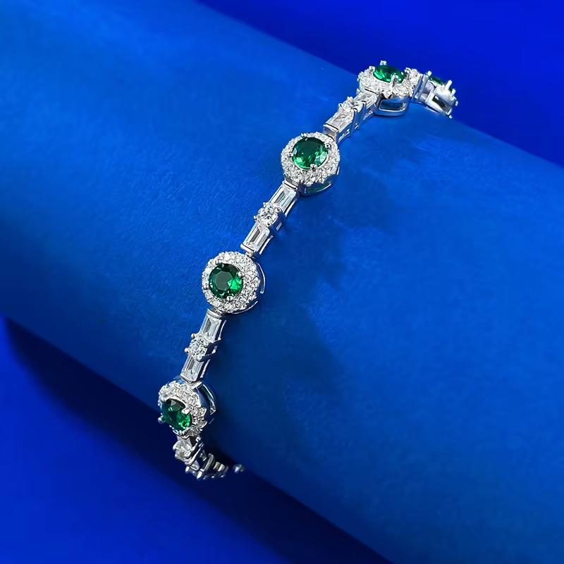 New S925 Silver Green Fairy Bracelet for Daily Classic Fashion Versatile High End Wedding Jewelry