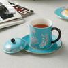 Yongfengyuan Ink Peony Ceramic Tea Cup with Lid (3-Piece Set)