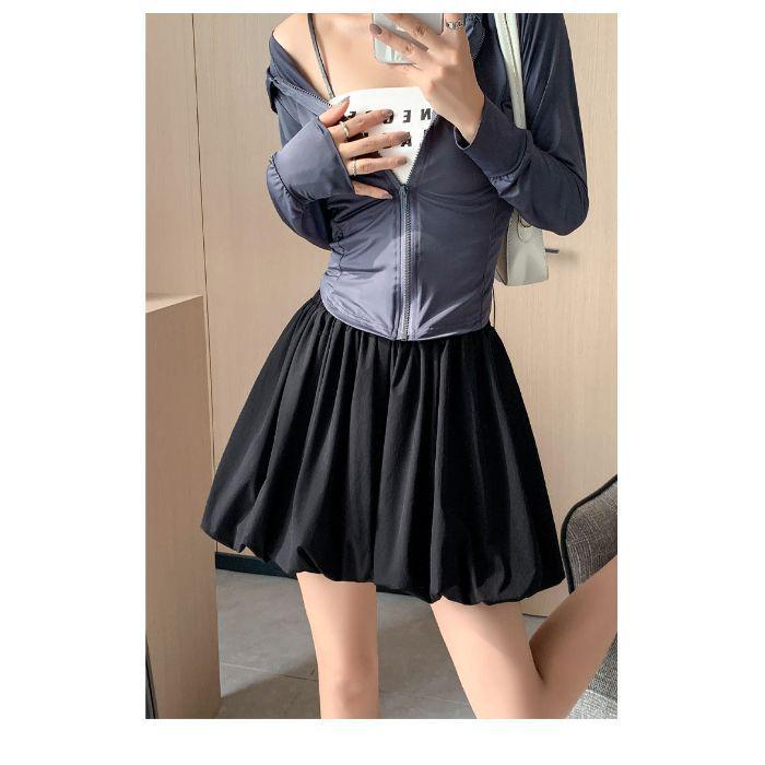 White Floral High-Waist Skort for Women - Petite Slimming Summer 2026 Style M чёрный