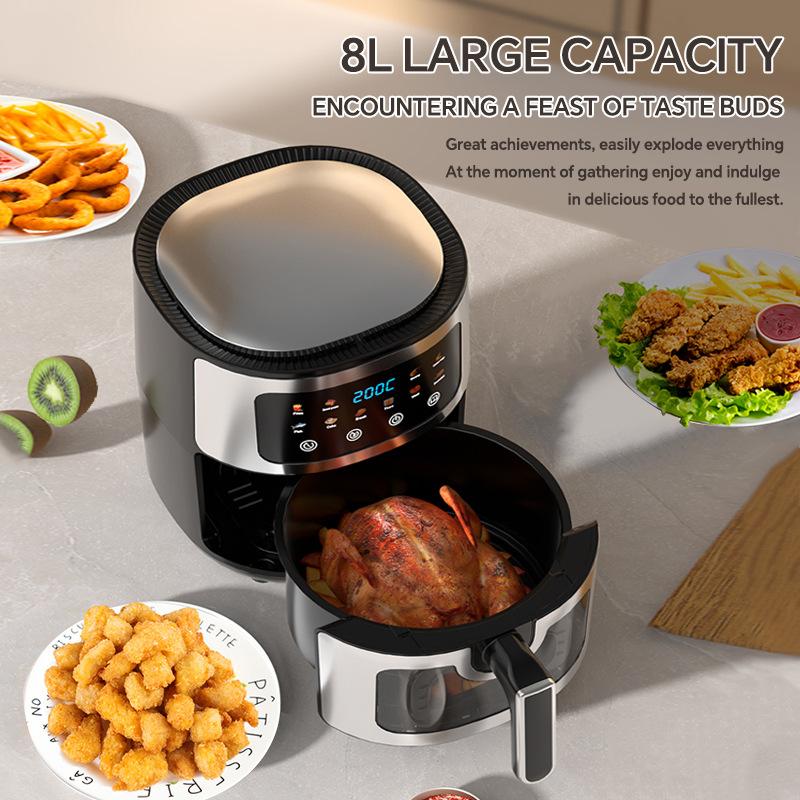 Air Fryer 8-in-1, 8L Compact Oil Free Cooker with Visible Window & Dishwasher Safe BasketDigital Preset Airfryer, Digital Control for Family