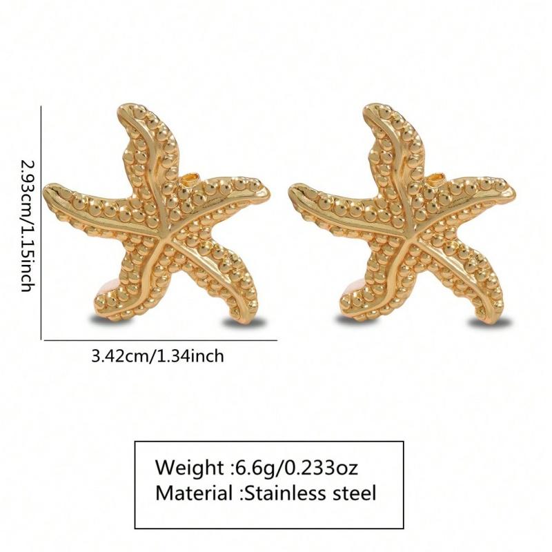 18K Gold-plated Stainless Steel Boho Style Starfish Pendant Earrings Fashion Exquisite Waterproof Earring Jewelry Gift for Women