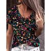 Summer Women's Fashion Elegant V-Neck T-Shirt Sexy T-Shirt Romantic Style Free-Spirited Design Sequin 3D Printing Tops