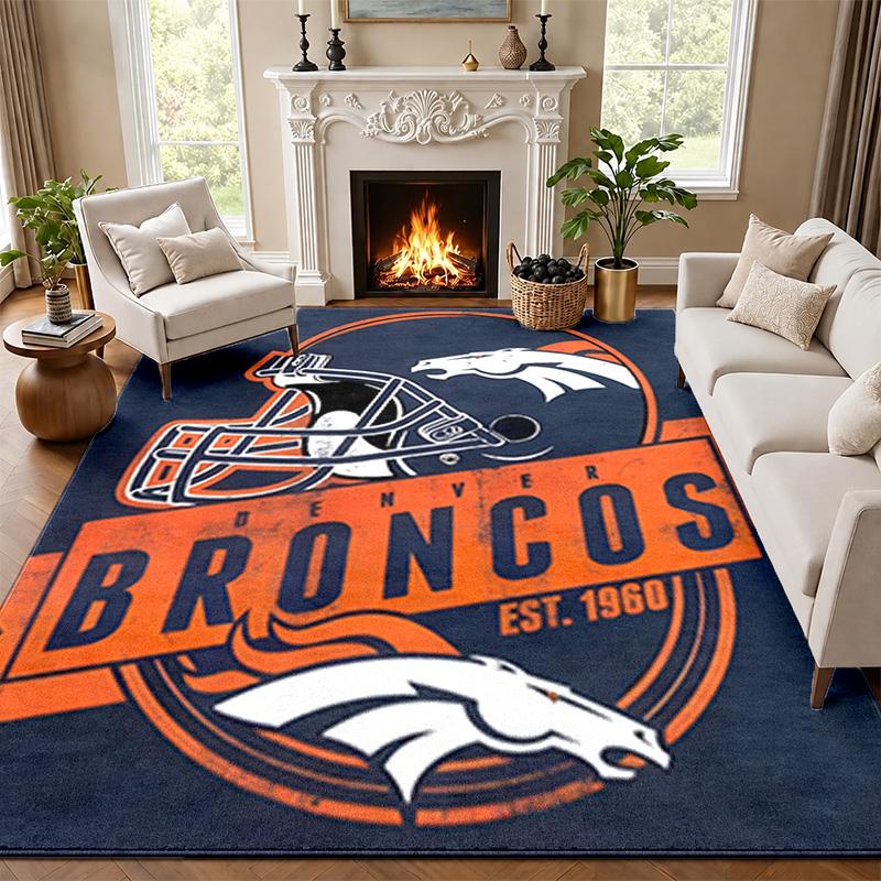 Denver Broncos Carpet Door Mat for Living Room or Bedroom Protective Mat Under Chair Office Decoration Christmas Gift Birthday Present