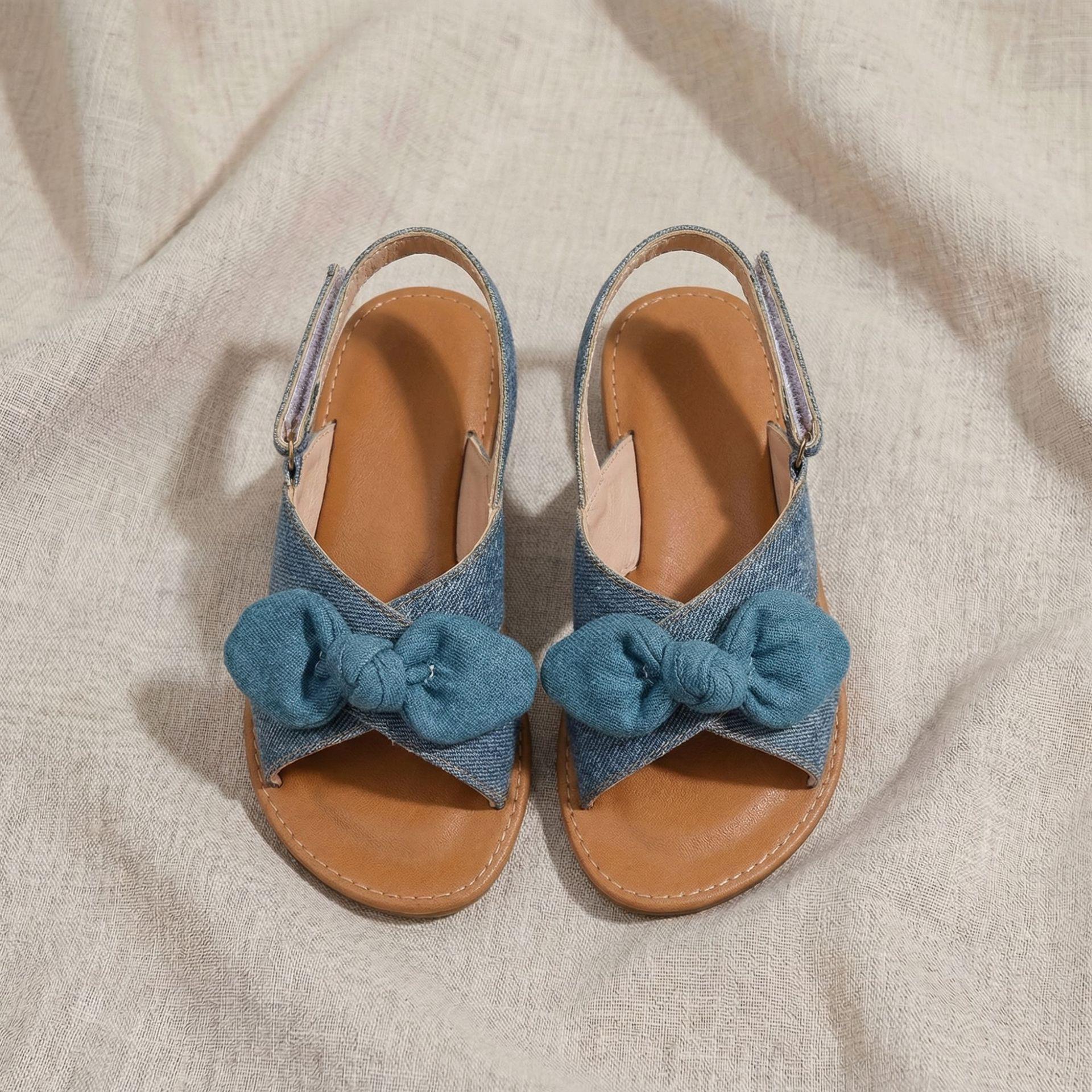 Cross-Border Kids  Open-Toe Bow Sandals 30 синий