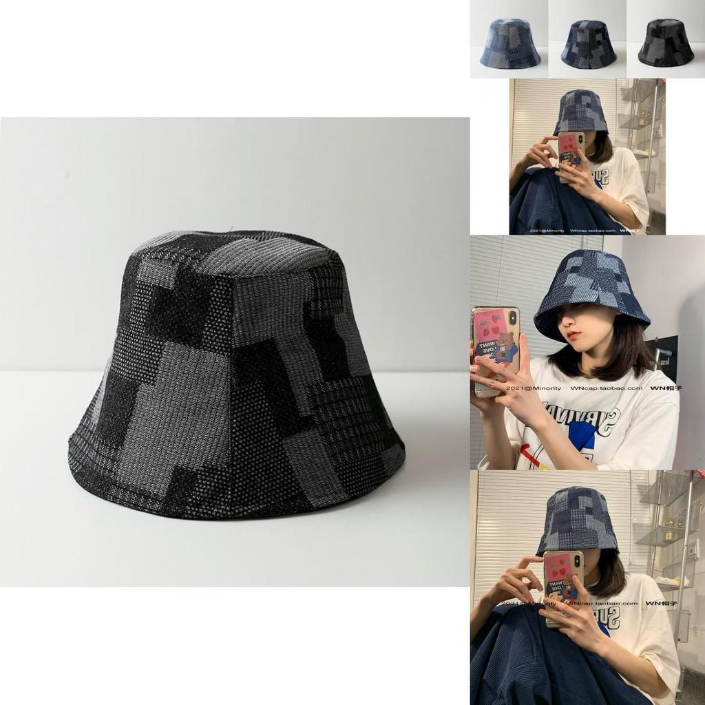 Stylish Korean Denim Patchwork Bucket Hat Womens Summer Sun Protection Trendy
