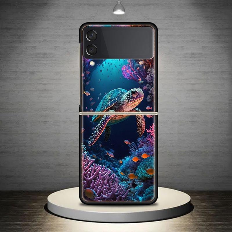 Sea Turtle Aqua Phone Case Cover for Samsung Galaxy Z Flip7 Flip6 Flip 7 6 5 4 3 Flip3 Flip4 Flip5 5G Shockproof Fundas Galaxy Z