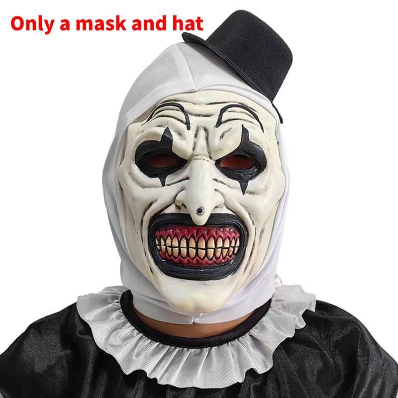 

Terrifier Clown Latex Mask Halloween Party Costume Accessory For Cosplay And Themed Events White