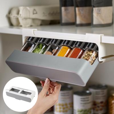 Spice Bottle Storage Rack Under Desk Drawer Hidden Self-adhesive Kitchen Supplies Storage For Kitchen Gadget Seasoning Bottle Organizer Rack