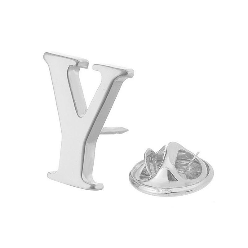 High Quality Classic Style Silver Letter A-Z Metal Brooch Women Men'S Lapel Pin Women'S Hat Scarf Backpack Badge Jewellery